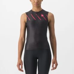 Castelli Free 2 W Tri Singlet Zwart/rood Dames