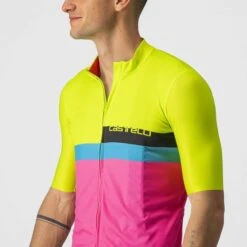 Castelli A Blocco Fietsshirt Korte Mouw Groen/roze Heren -Castelli castelli a blocco fietsshirt heren 22017 383 03