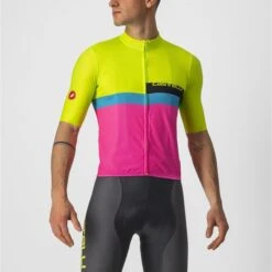 Castelli A Blocco Fietsshirt Korte Mouw Groen/roze Heren
