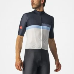 Castelli A Blocco Fietsshirt Korte Mouw Blauw/wit Heren
