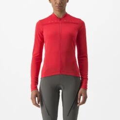 Castelli Anima 4 Fietsshirt Lange Mouw Rood Dames