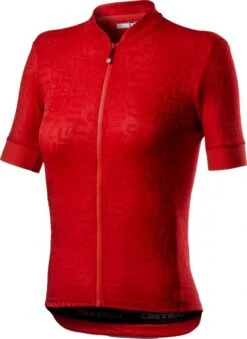 Castelli Promessa Jaquard SS Fietsshirt Rood Dames
