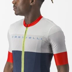 Castelli Sezione Korte Mouw Fietsshirt Wit/blauw Heren -Castelli castelli sezione fietsshirt jersey 04 4523092 424