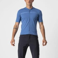 Castelli Unlimited Allroad Korte Mouw Fietsshirt Blauw Heren