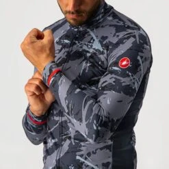 Castelli Unlimited Thermal SS Fietsshirt Grijs/blauw Heren -Castelli castelli unlimited thermal fietsshirt heren grijs 4521508 988 04