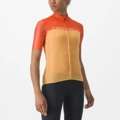 Castelli Velocissima Fietsshirt Korte Mouw Oranje Dames